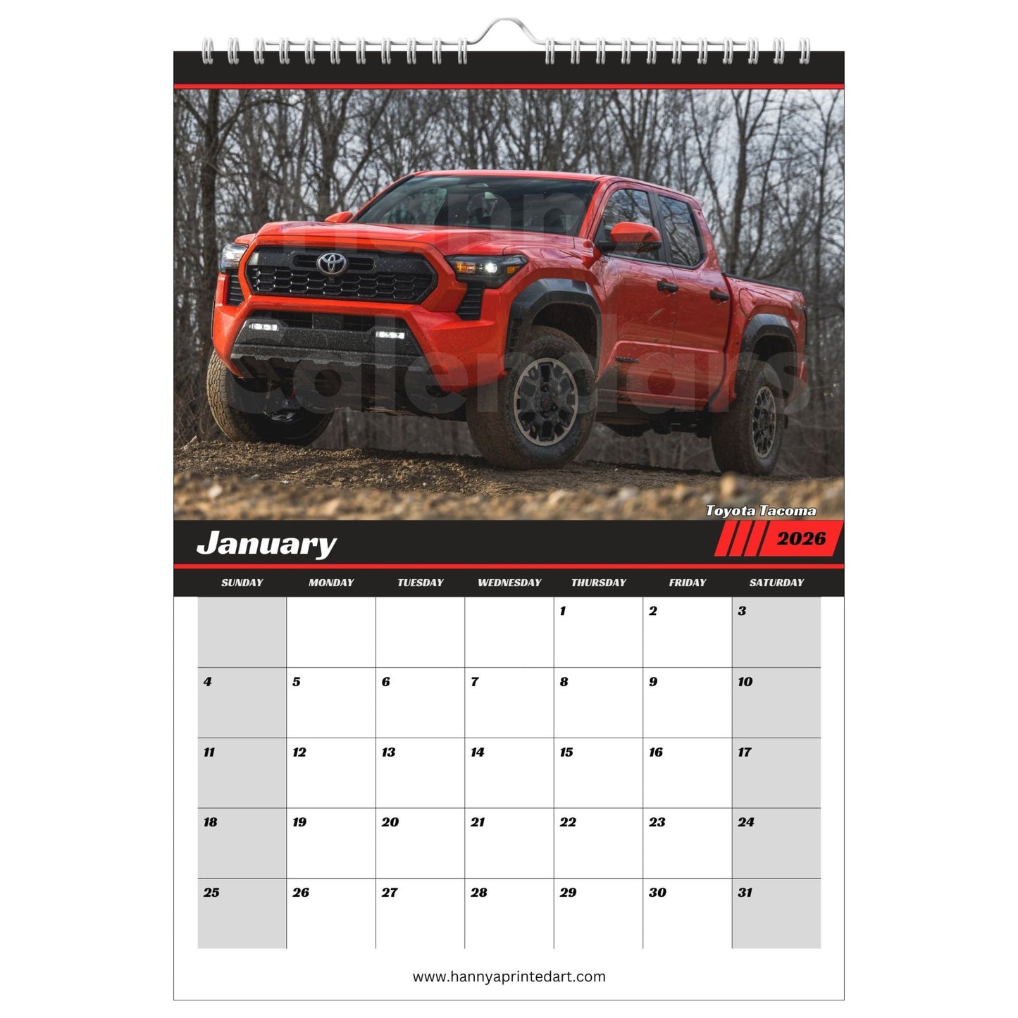 Pickup Trucks 2026 - Calendar with planner