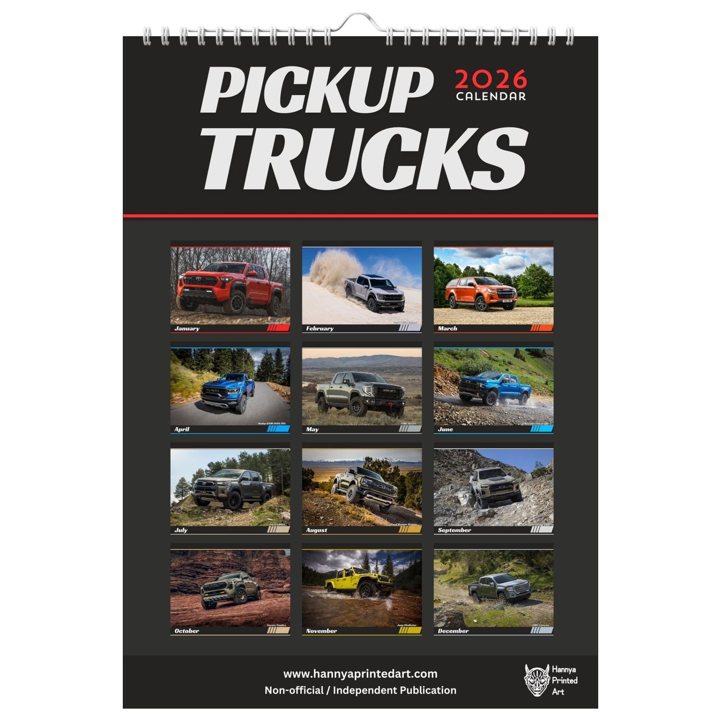 Pickup Trucks 2026 - Calendar with planner