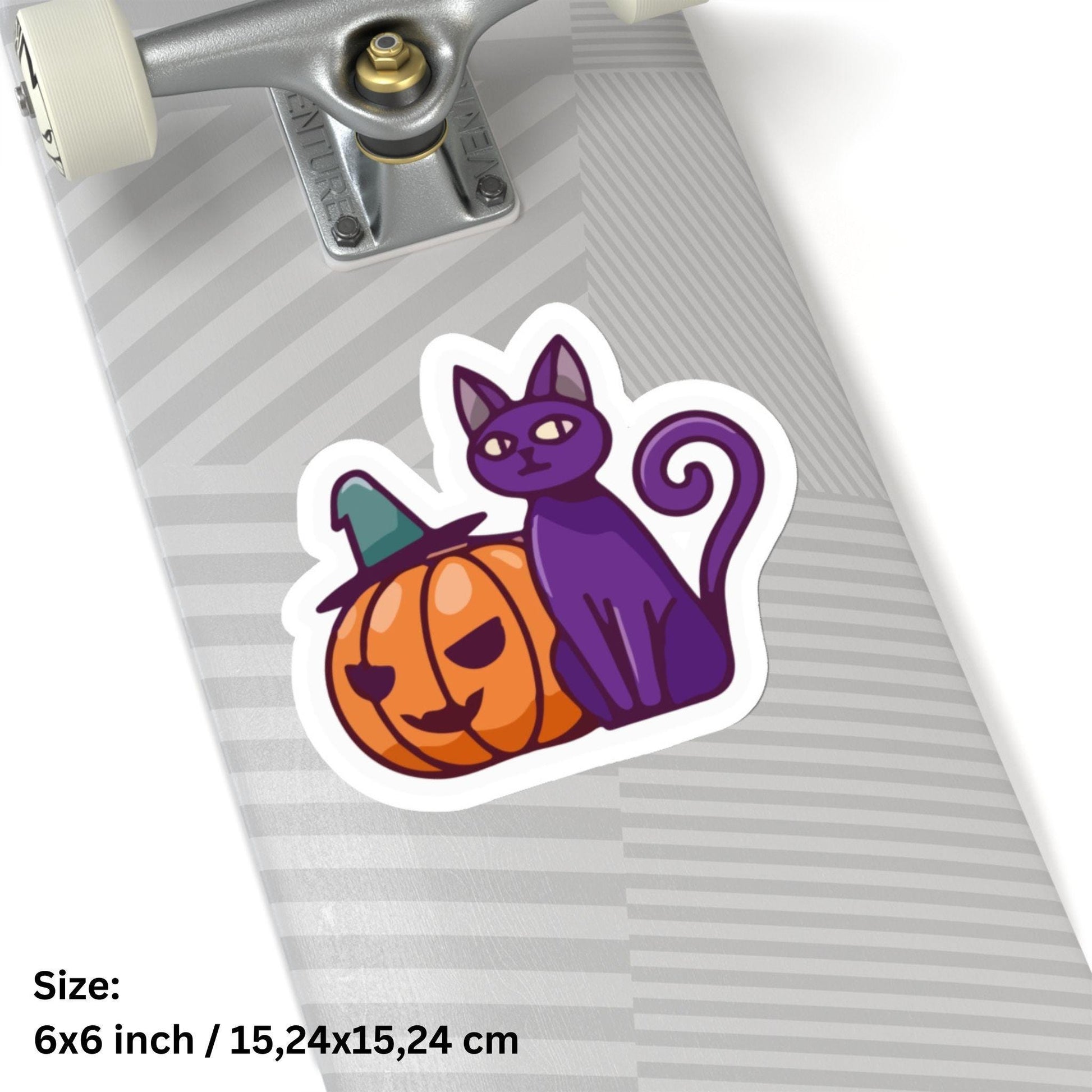 Cat and Pumpkin Sticker - Kiss - Cut Style - Hannya Printed Art