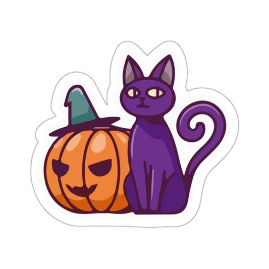 Cat and Pumpkin Sticker - Kiss - Cut Style - Hannya Printed Art