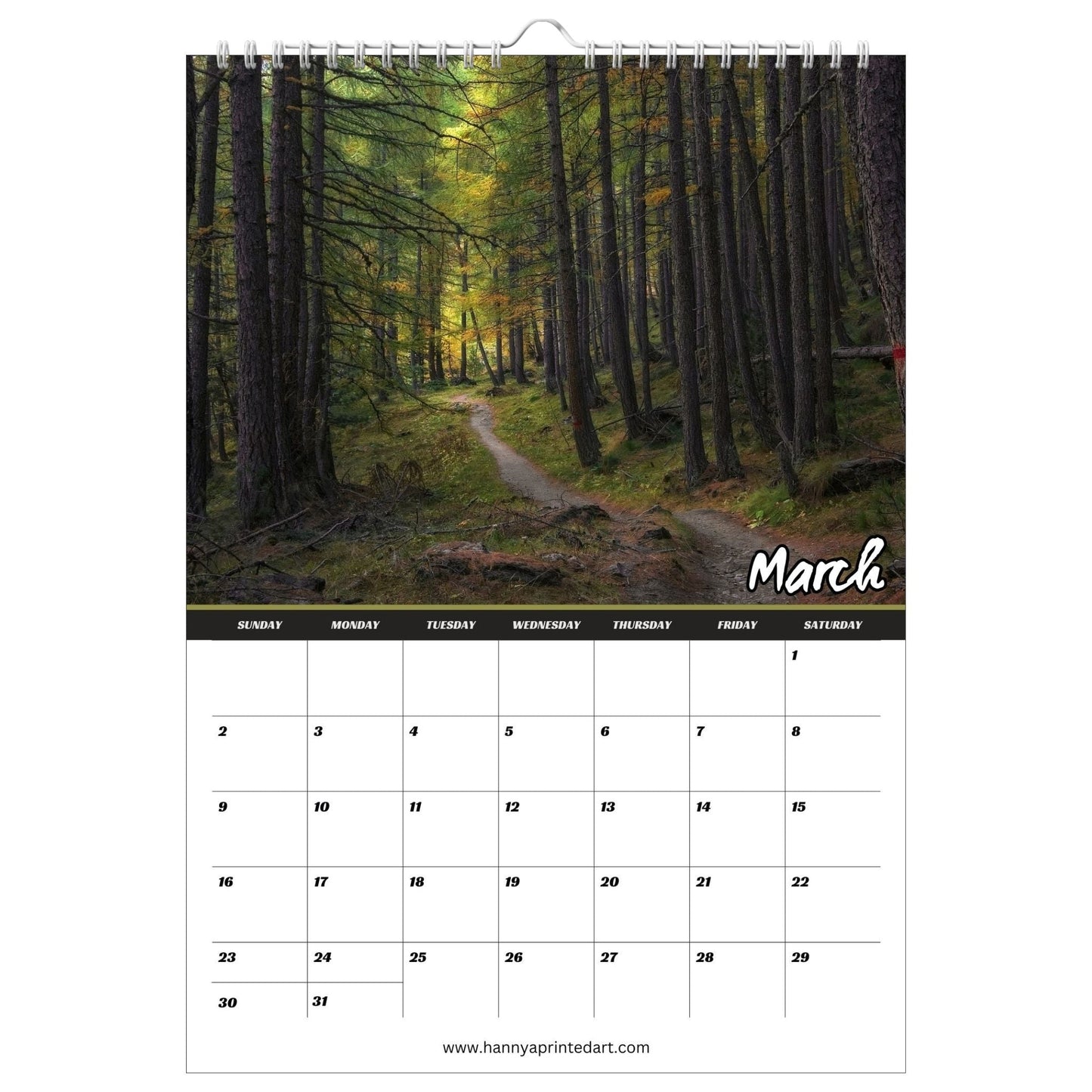 Forests 2025 Calendar - Calendar with Planner - Hannya Printed Art