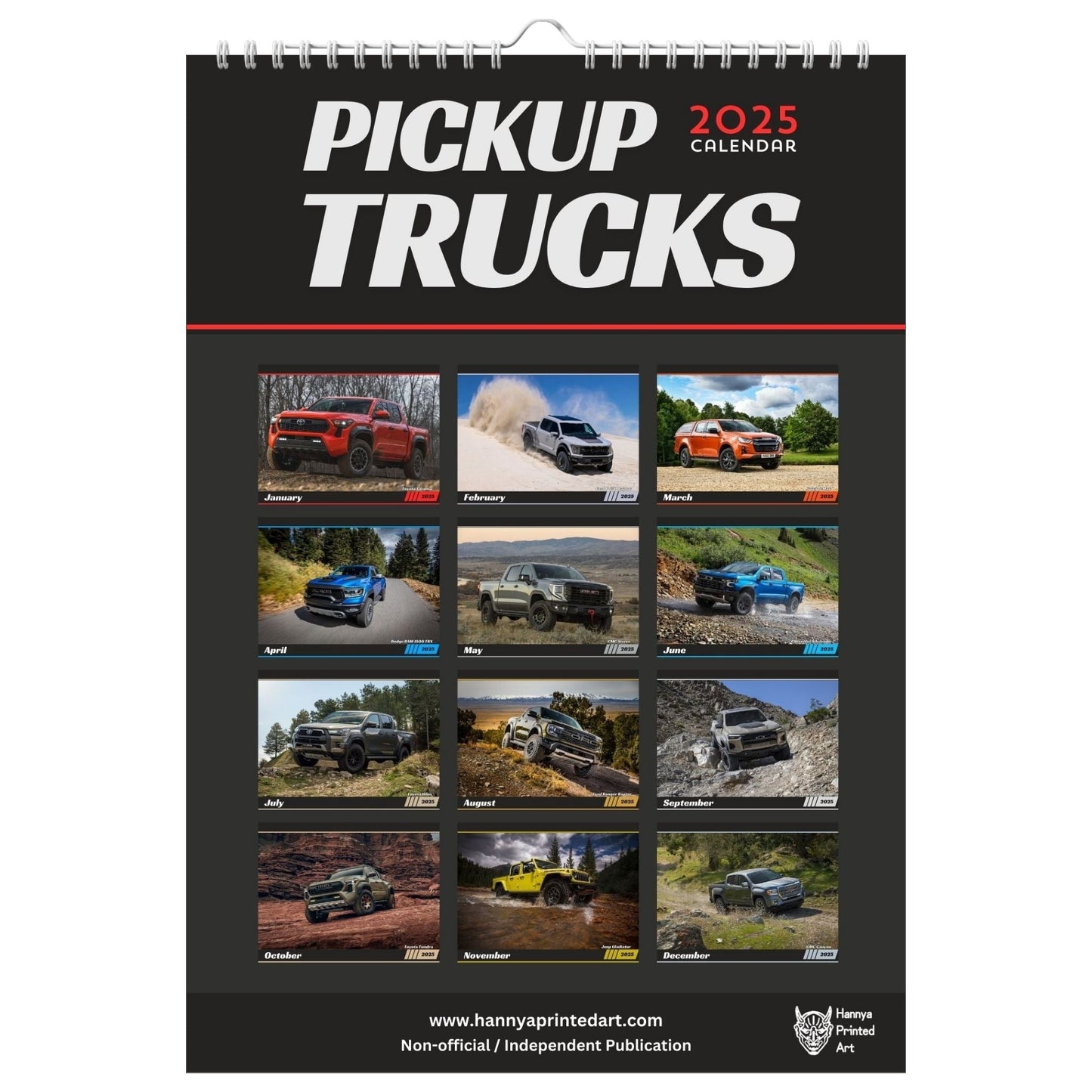 Pickup Trucks 2025 - Calendar with Planner - Hannya Printed Art