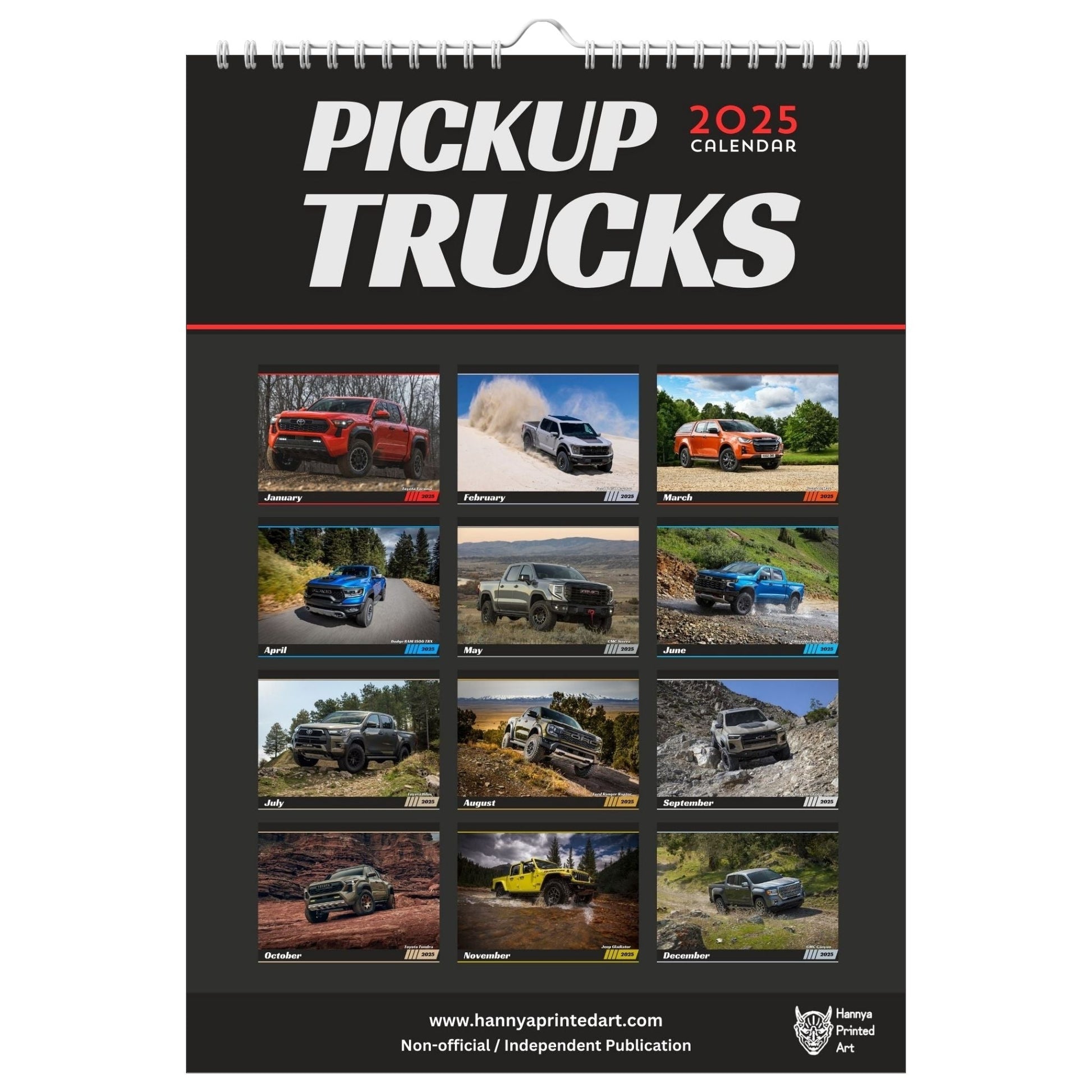 Pickup Trucks 2025 - Calendar with Planner - Hannya Printed Art