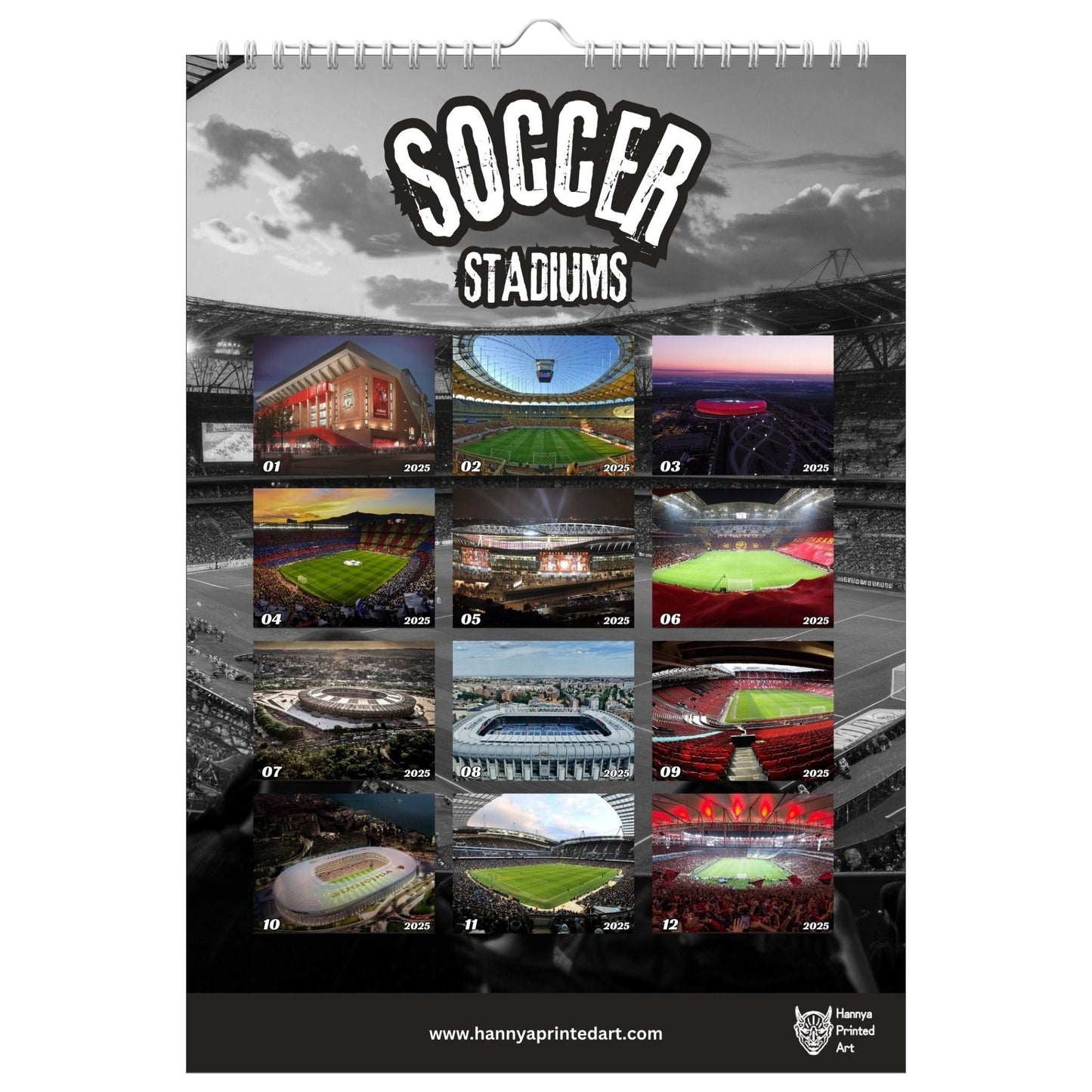 Soccer Stadiums 2025 - Calendar and Planner - Hannya Printed Art