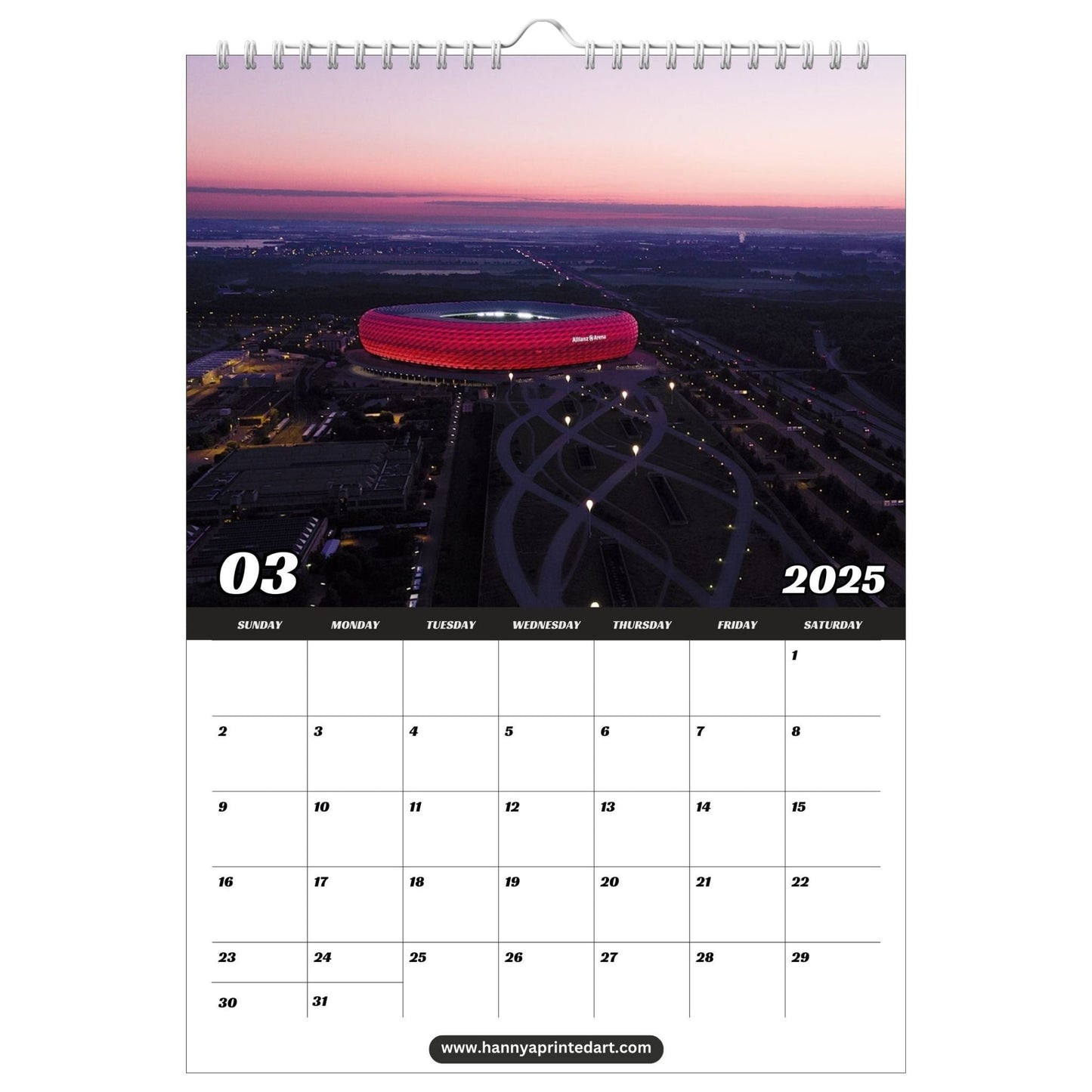 Soccer Stadiums 2025 - Calendar and Planner - Hannya Printed Art